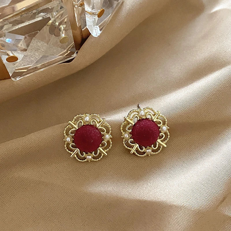 Crimson Bloom Studs